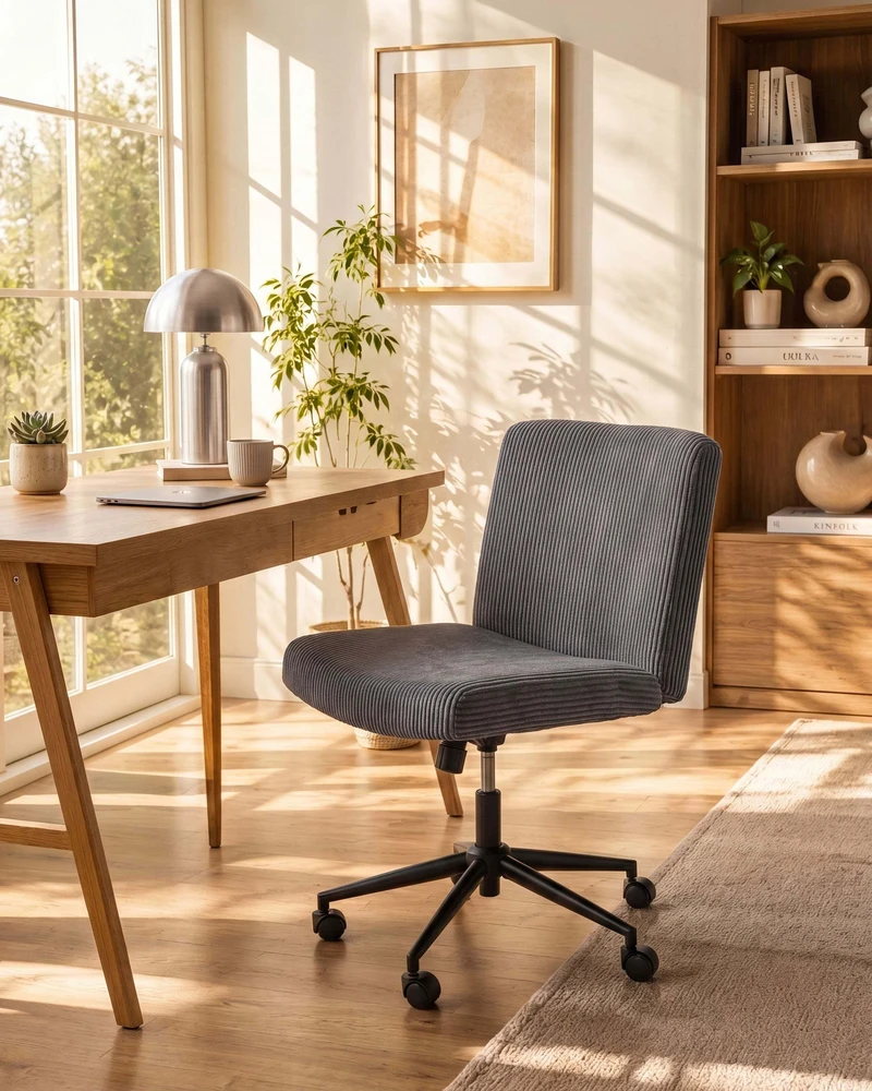 Beliani Biuro kėdė GEDDES velvetinė pilka