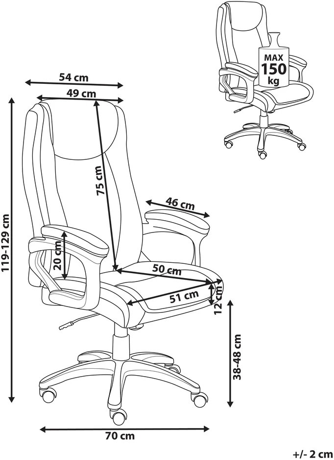 Beliani Biuro kėdė GRACEFUL iš eko odos, tamsiai ruda