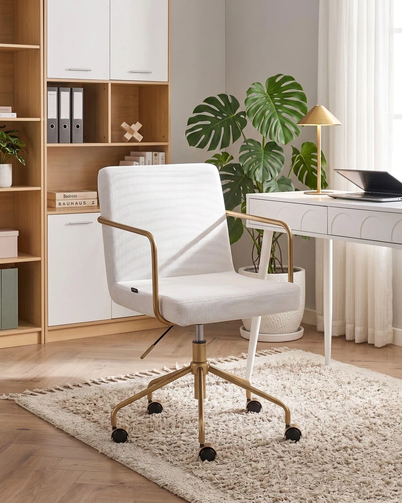 Beliani Biuro kėdė TRINITY velvetas, balta