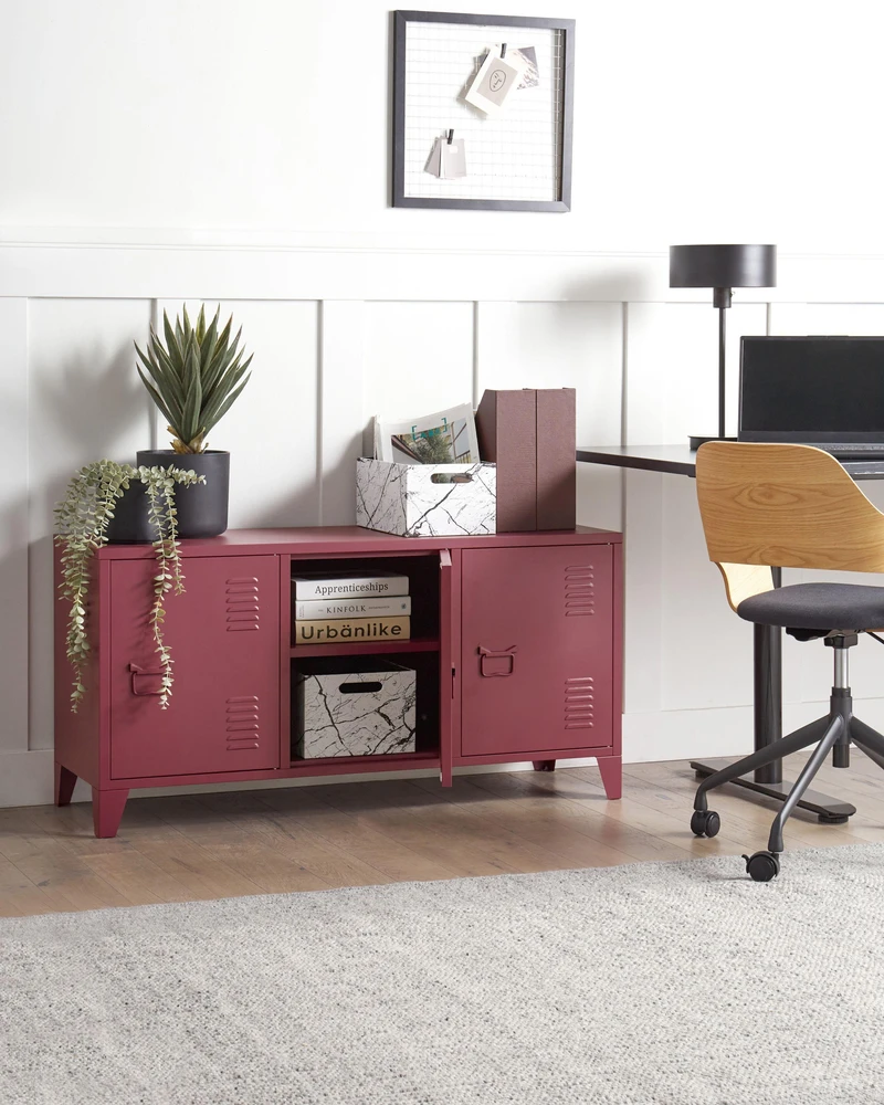 Beliani Biuro spintelė CARDIFF metalinė bordo