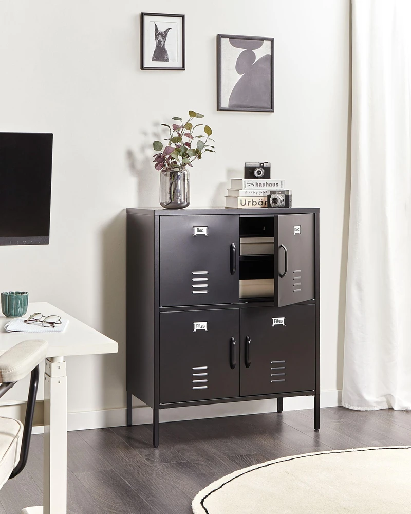Beliani Biuro spintelė HOLBECK, metalinė, juoda