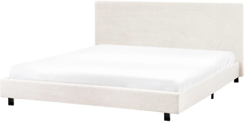 Beliani Boucle lova ALBI 180 x 200 cm kreminės baltos spalvos
