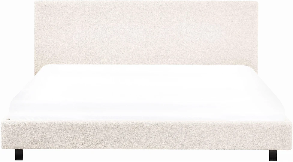 Beliani Boucle lova ALBI 180 x 200 cm kreminės baltos spalvos