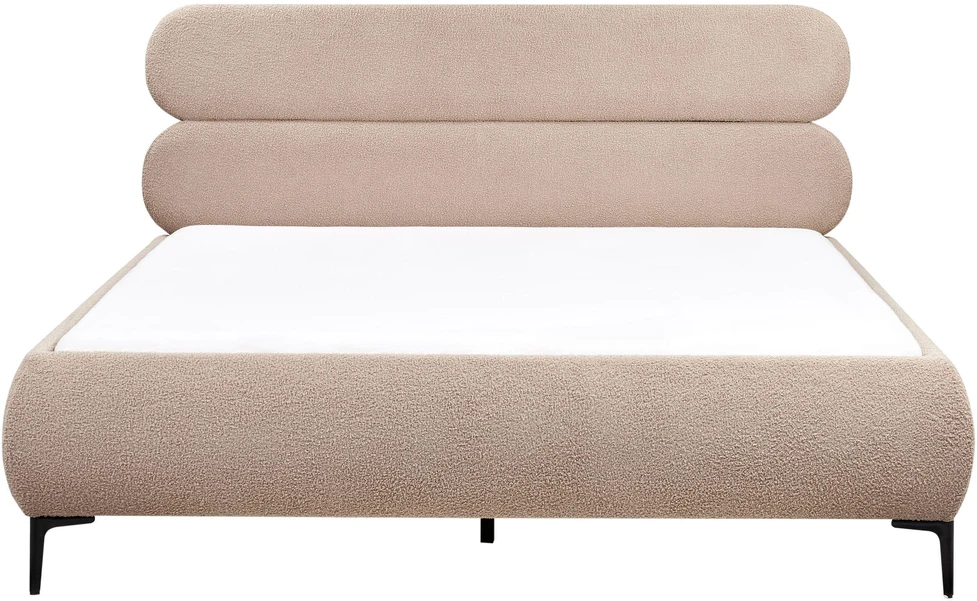 Beliani Boucle lova LESSAY 180 x 200 cm, smėlio ir pilkos spalvos