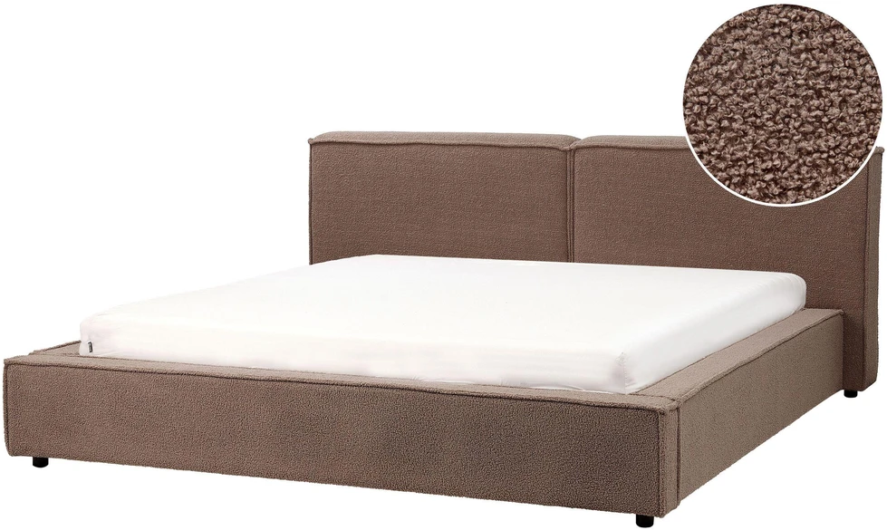 Beliani Bouclé lova LINARDS 180 x 200 cm, ruda