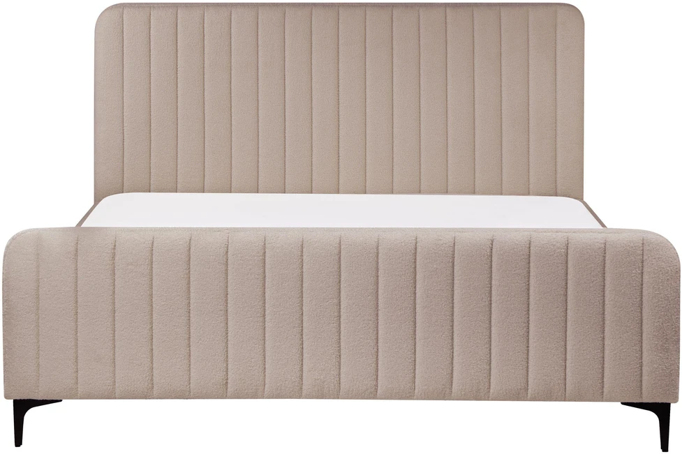 Beliani Boucle lova LUNAN 160 x 200 cm, smėlio ir pilkos spalvos