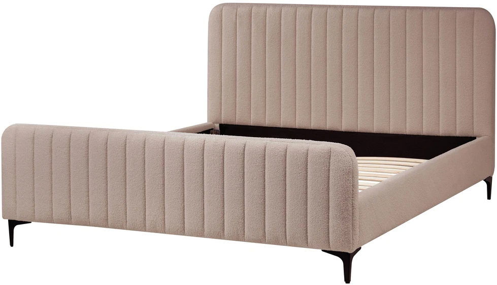 Beliani Boucle lova LUNAN 160 x 200 cm, smėlio ir pilkos spalvos