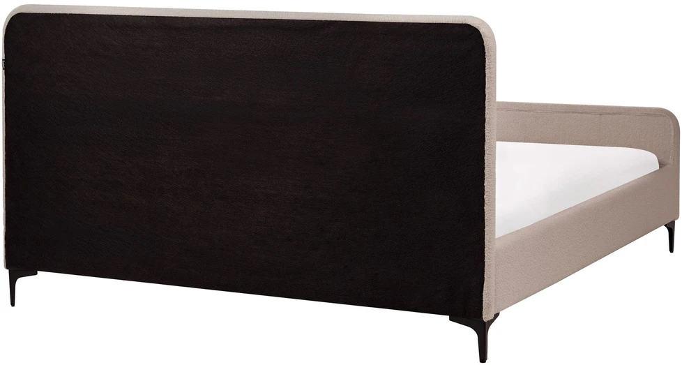 Beliani Boucle lova LUNAN 160 x 200 cm, smėlio ir pilkos spalvos