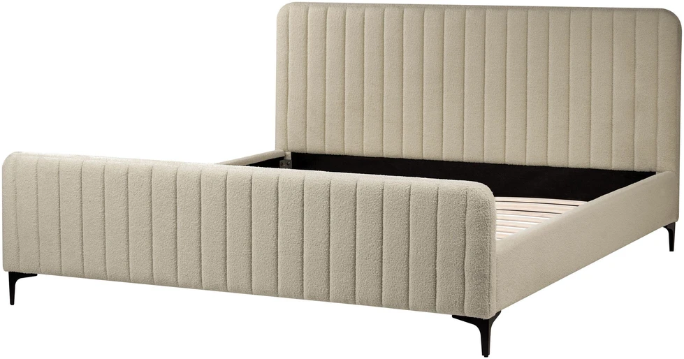 Beliani Boucle lova LUNAN 180 x 200 cm smėlio spalvos