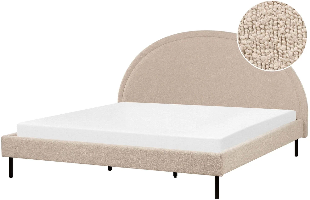 Beliani Bouclé lova MARGUT 180 x 200 cm smėlio spalvos