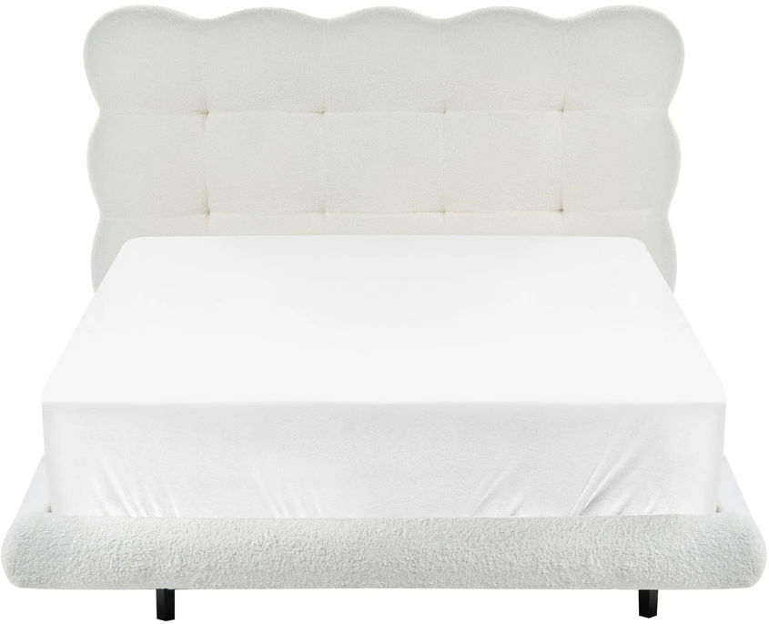Beliani Bouclé lova SOULISSE 120 x 200 cm, balkšva
