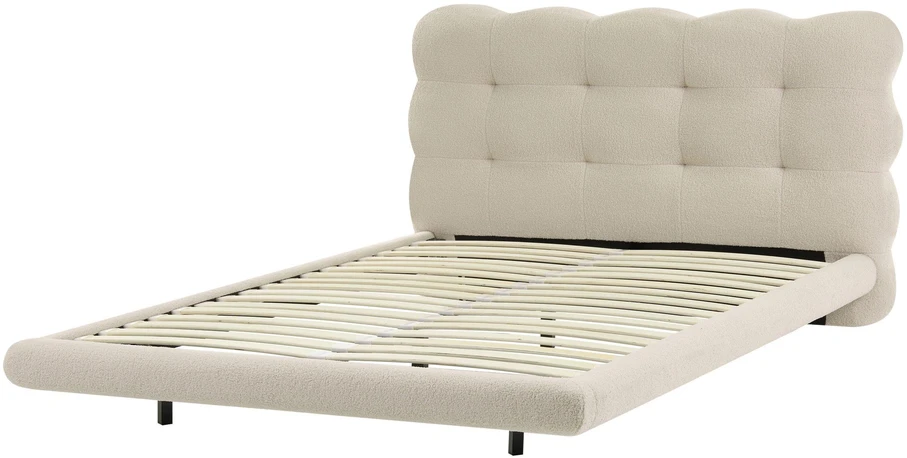 Beliani Boucle lova SOULISSE 120 x 200 cm, smėlio spalvos