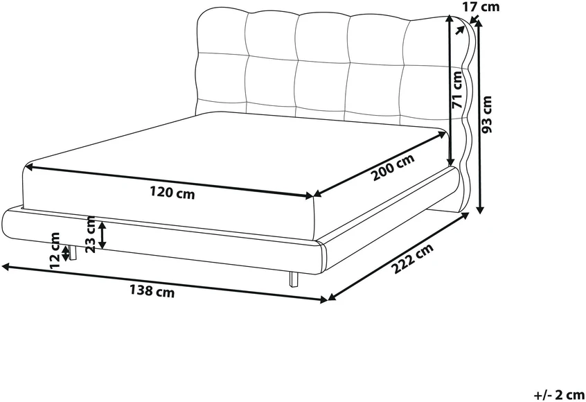 Beliani Boucle lova SOULISSE 120 x 200 cm, smėlio spalvos