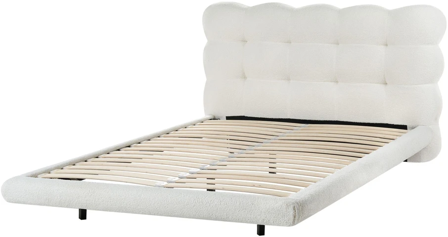Beliani Bouclé lova SOULISSE 120 x 200 cm, balkšva