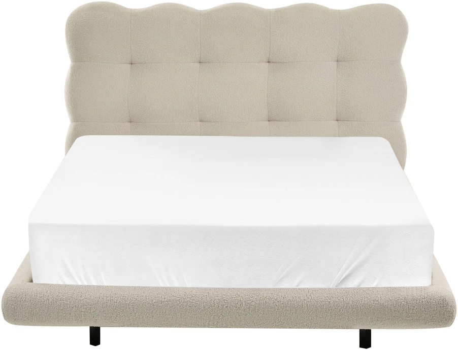 Beliani Boucle lova SOULISSE 120 x 200 cm, smėlio spalvos