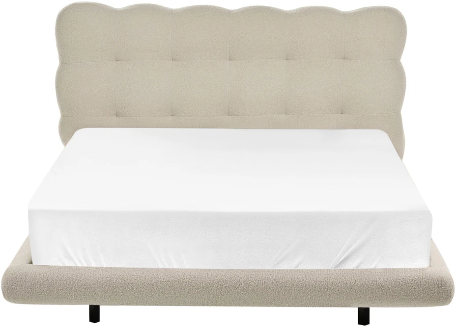 Beliani Bouclé lova SOULISSE 140 x 200 cm, smėlio spalvos