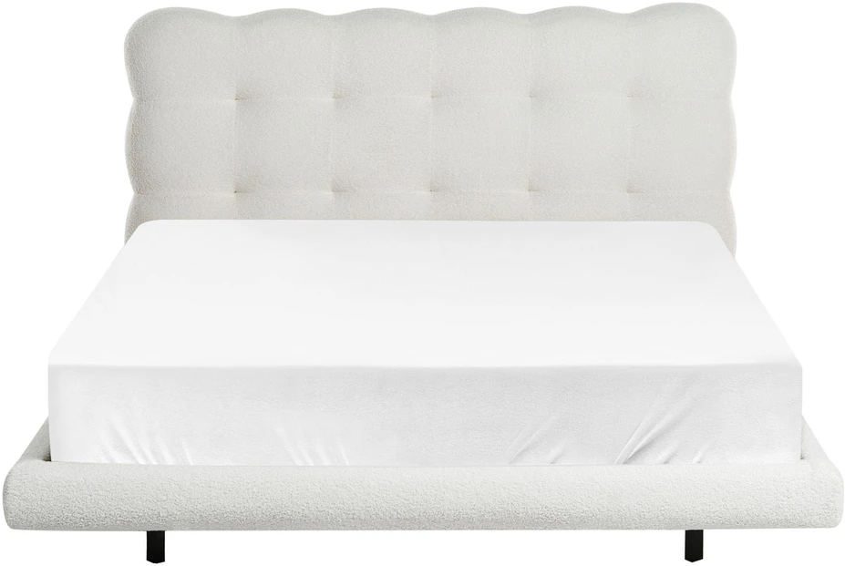 Beliani Boucle lova SOULISSE 140 x 200 cm, sulaužyta balta