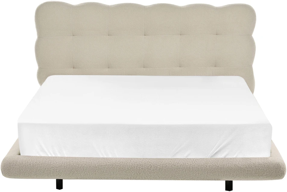 Beliani Bouclé lova SOULISSE, 160 x 200 cm, smėlio spalvos