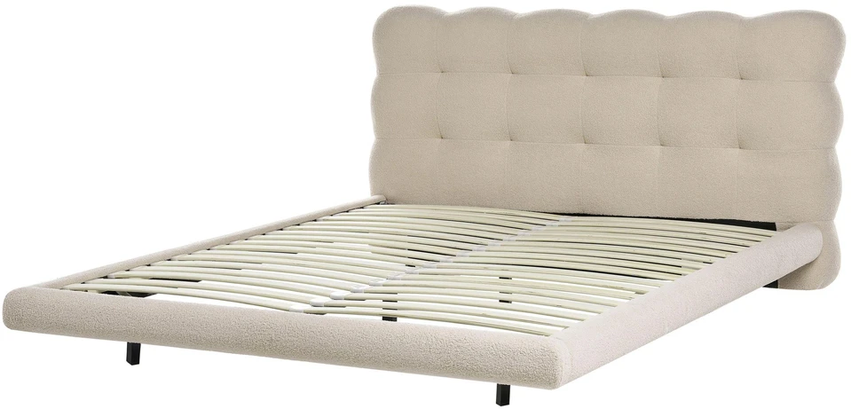 Beliani Bouclé lova SOULISSE, 160 x 200 cm, smėlio spalvos