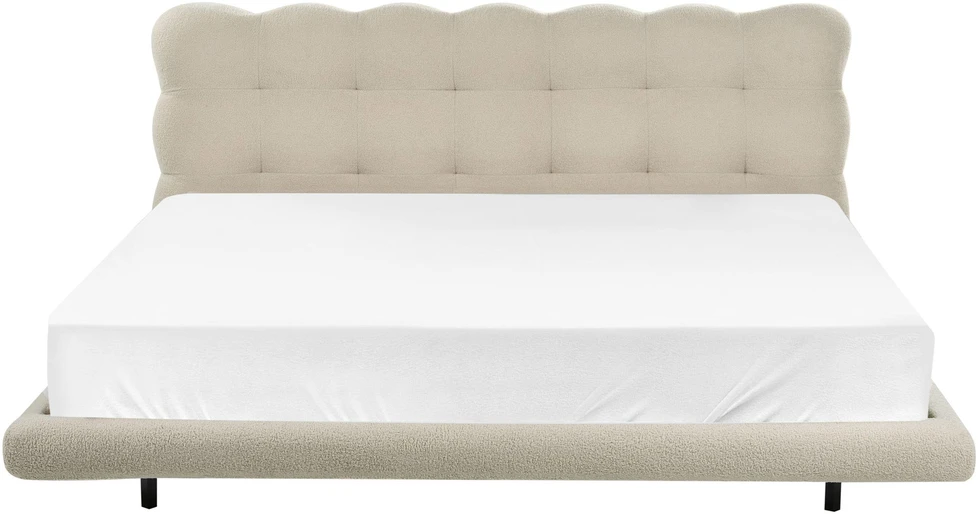 Beliani Boucle lova SOULISSE 180 x 200 cm, smėlio spalvos