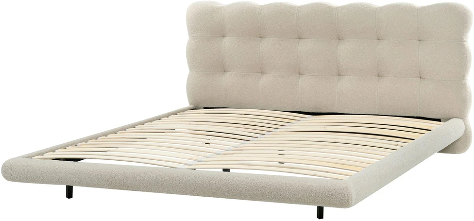 Beliani Boucle lova SOULISSE 180 x 200 cm, smėlio spalvos