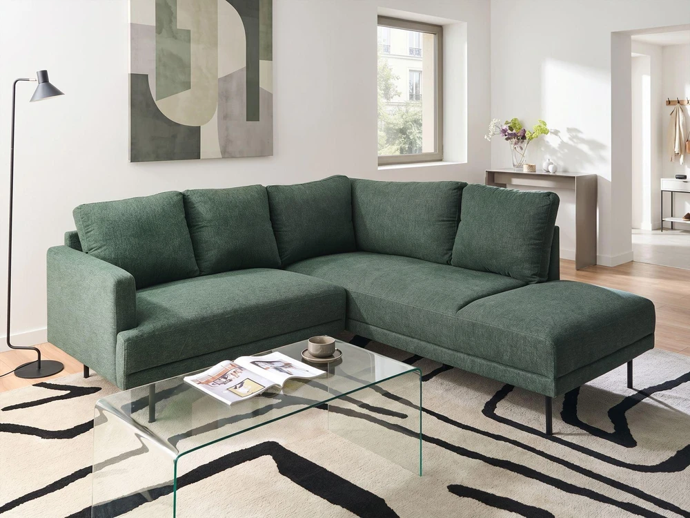 Beliani BREDA kampinė sofa 4 asmenims, tamsiai žalia, kairinė