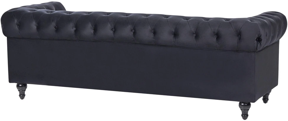 Beliani CHESTERFIELD 3 vietų sofa, veliūrinė, juoda