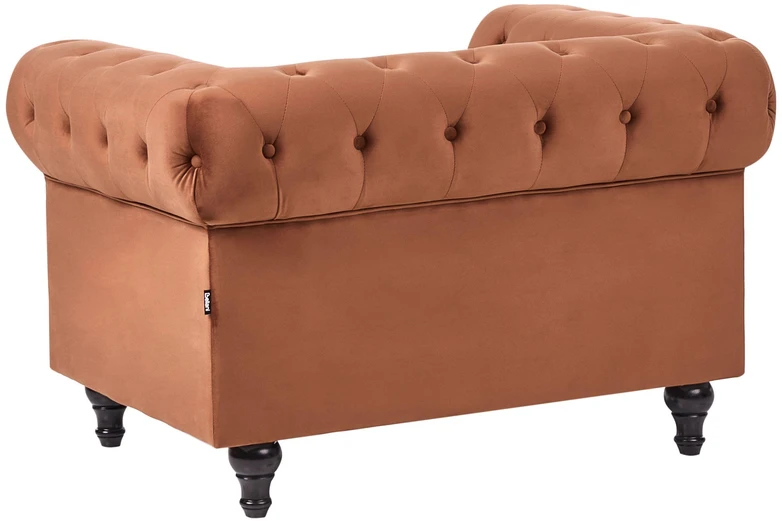Beliani CHESTERFIELD fotelis, aksomas, aukso rudos spalvos