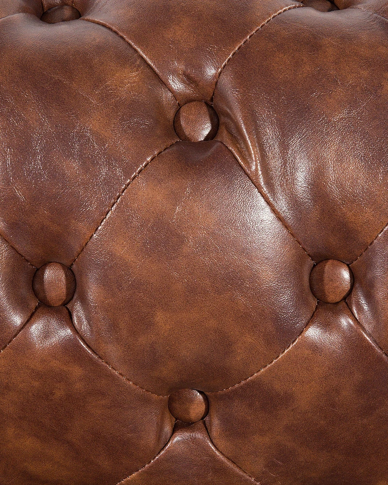 Beliani CHESTERFIELD fotelis iš dirbtinės odos, aukso rudos spalvos
