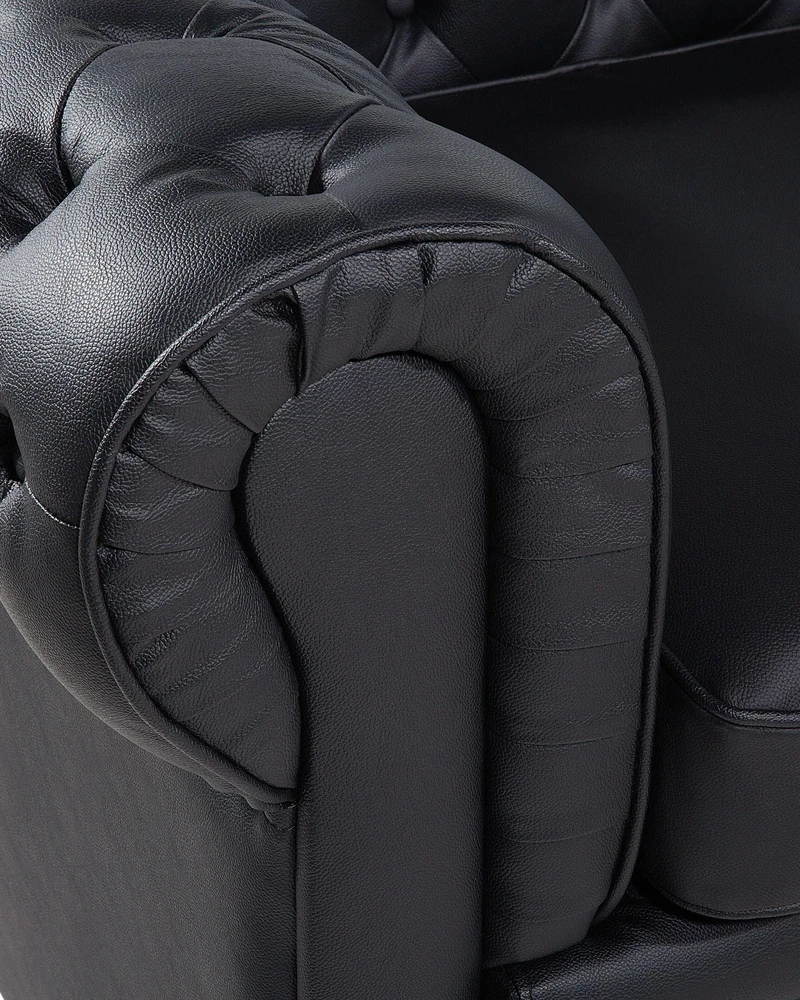 Beliani CHESTERFIELD fotelis iš natūralios odos, juodas