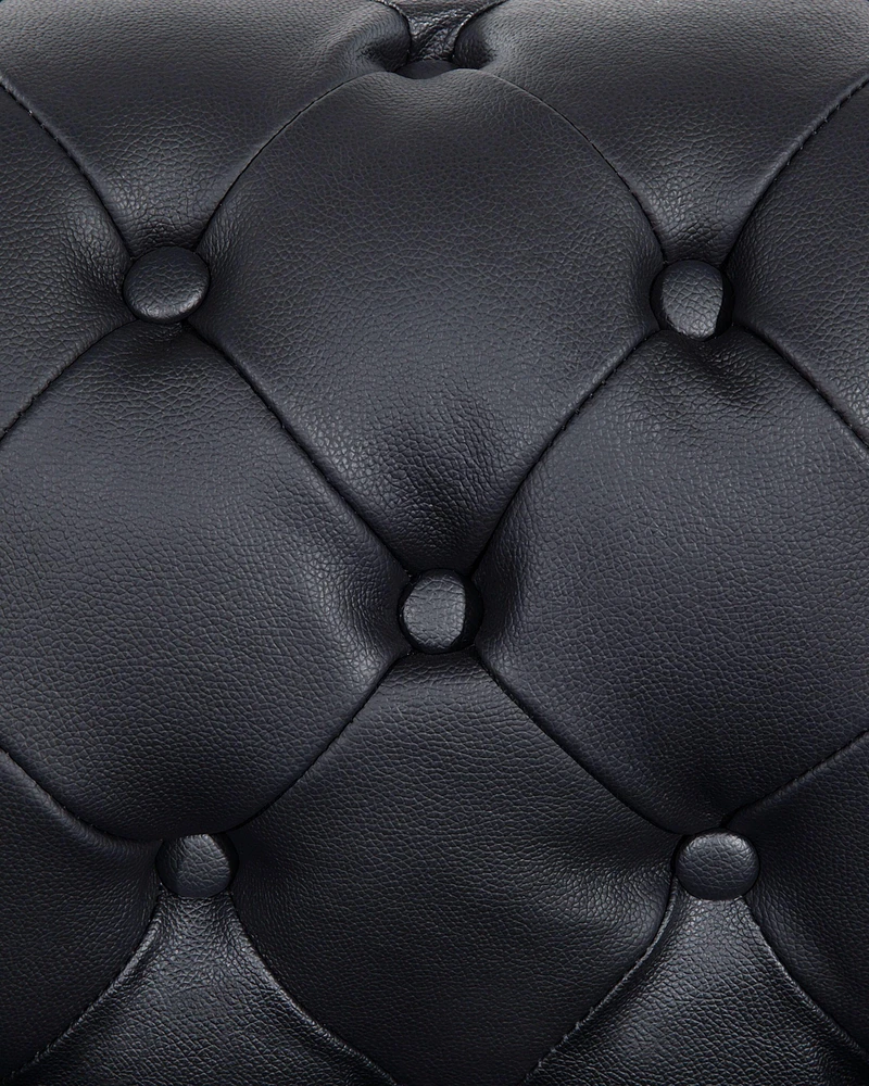 Beliani CHESTERFIELD fotelis iš natūralios odos, juodas