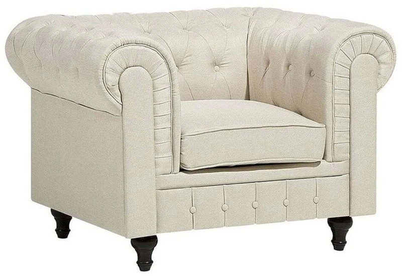 Beliani CHESTERFIELD fotelis, smėlio spalvos