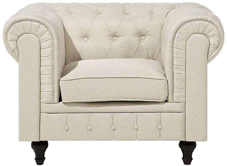 Beliani CHESTERFIELD fotelis, smėlio spalvos