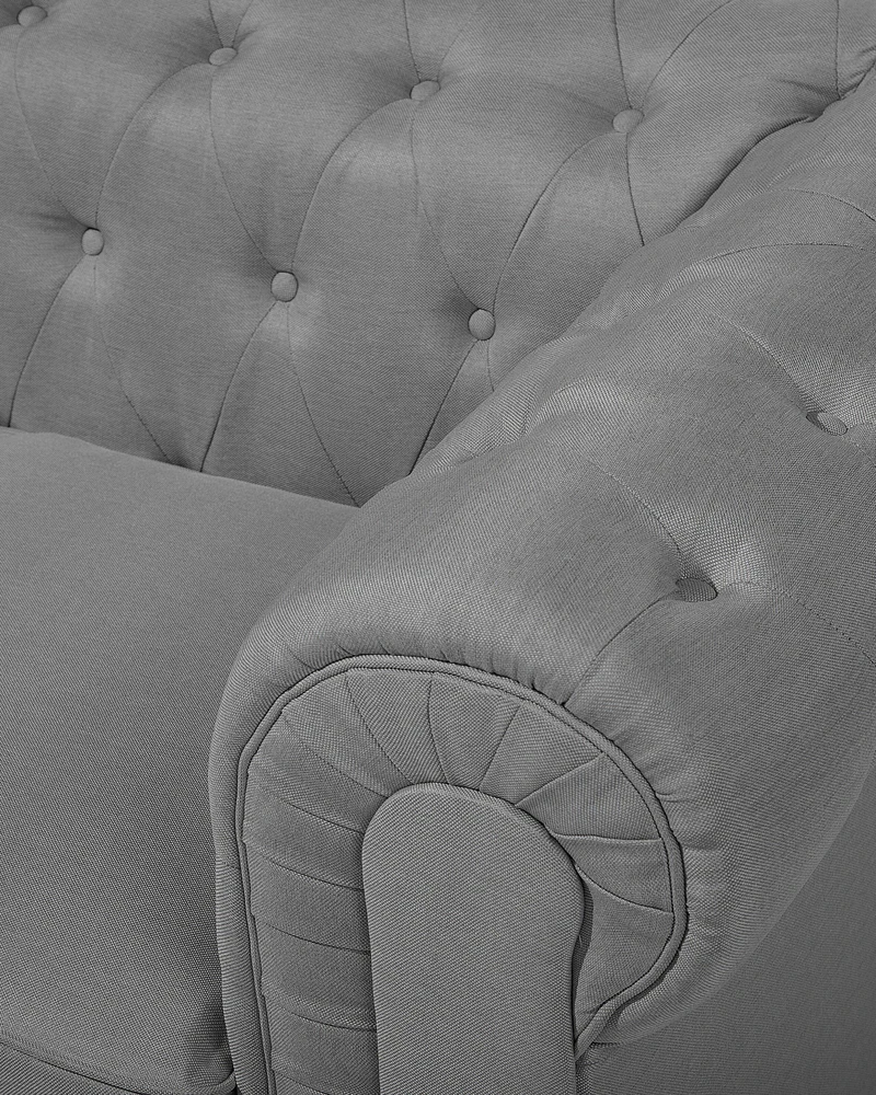 Beliani CHESTERFIELD fotelis šviesiai pilkas
