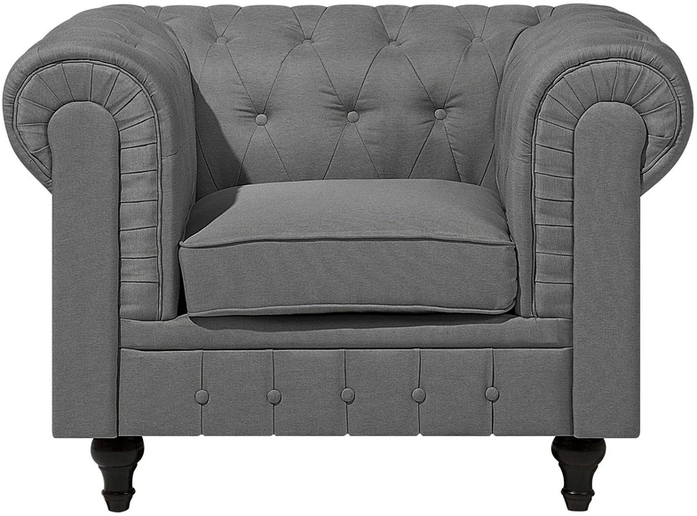 Beliani CHESTERFIELD fotelis šviesiai pilkas