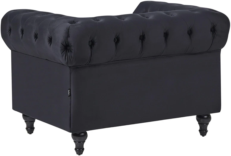 Beliani CHESTERFIELD fotelis, veliūras, juodas