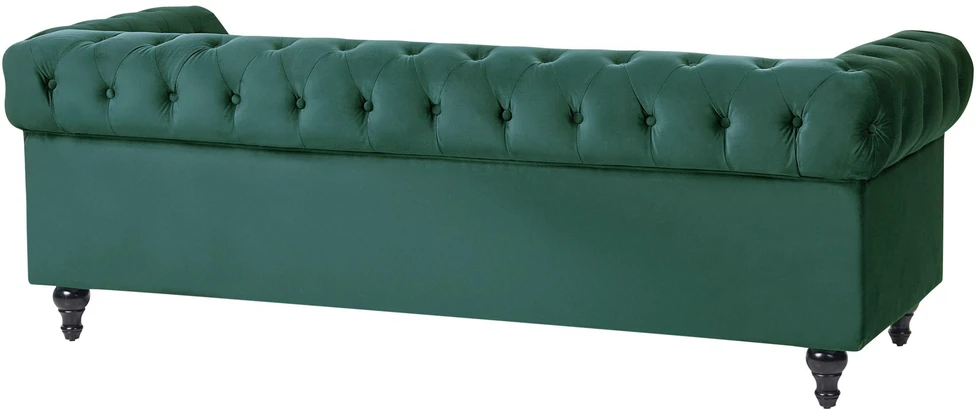 Beliani CHESTERFIELD trijų vietų veliūrinė sofa, smaragdo žalios spalvos