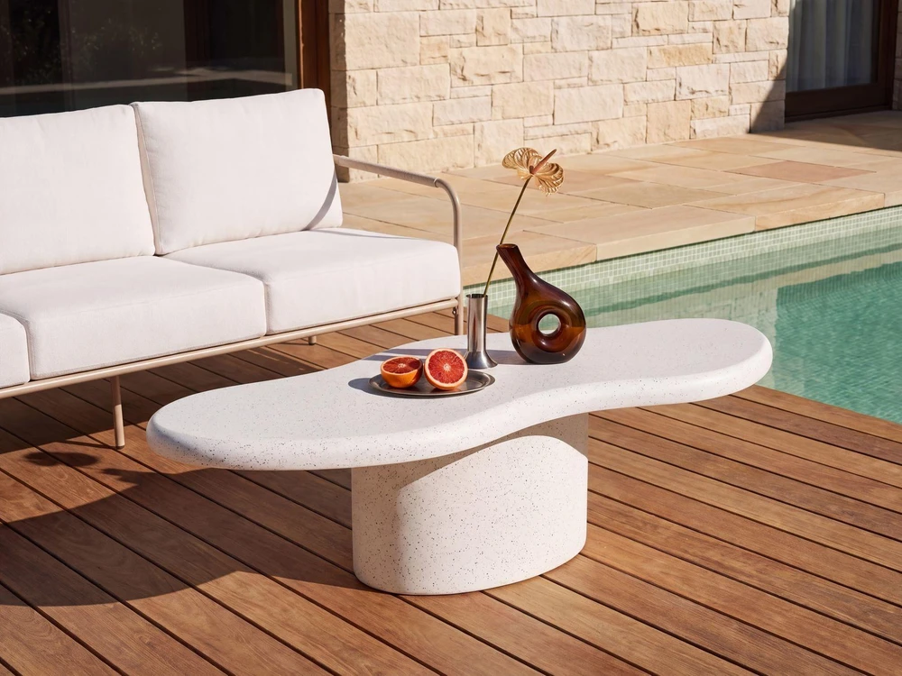 Beliani CONZA kavos staliukas 57 × 120 cm, terrazzo efektas, baltas
