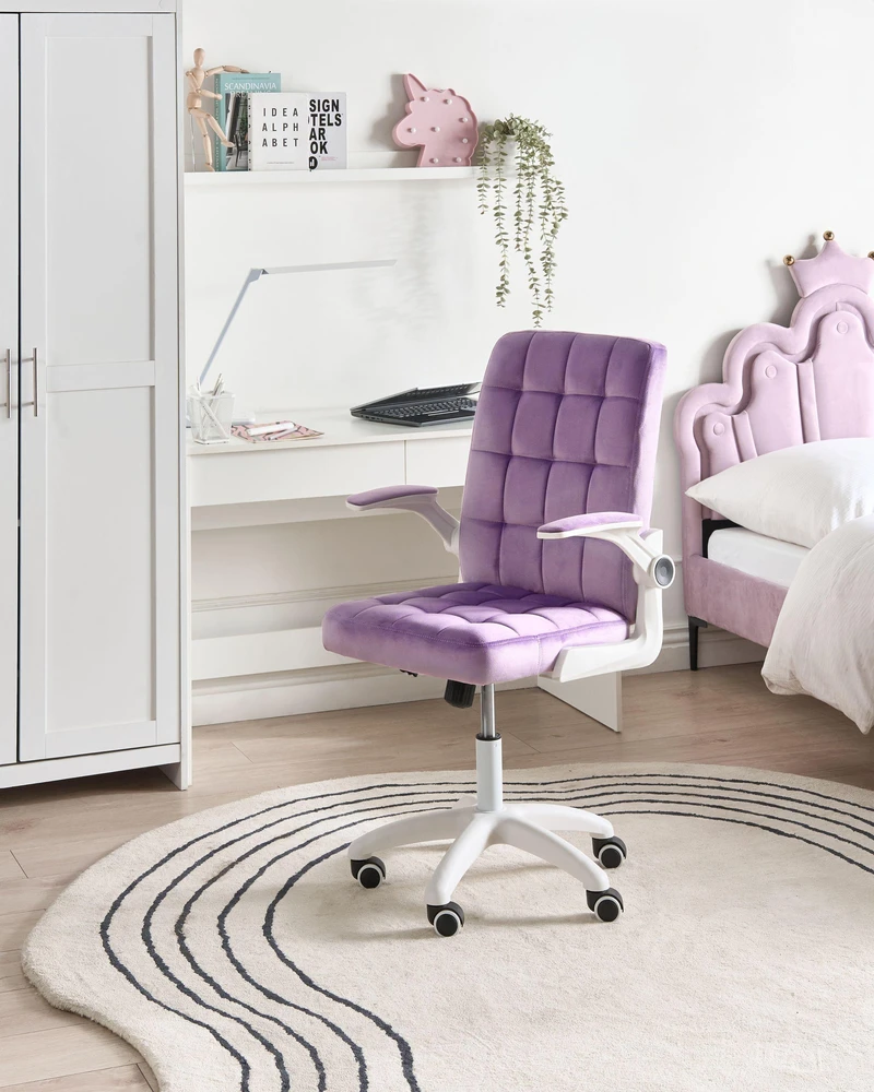 Beliani „DANDY“ biuro kėdė, violetinė veliūrinė