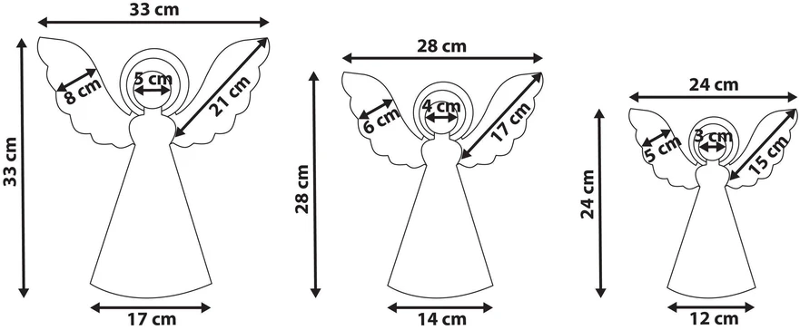 Beliani Dekoracinių figūrėlių rinkinys EIRA Angelas 24/28/33 cm smėlio spalvos