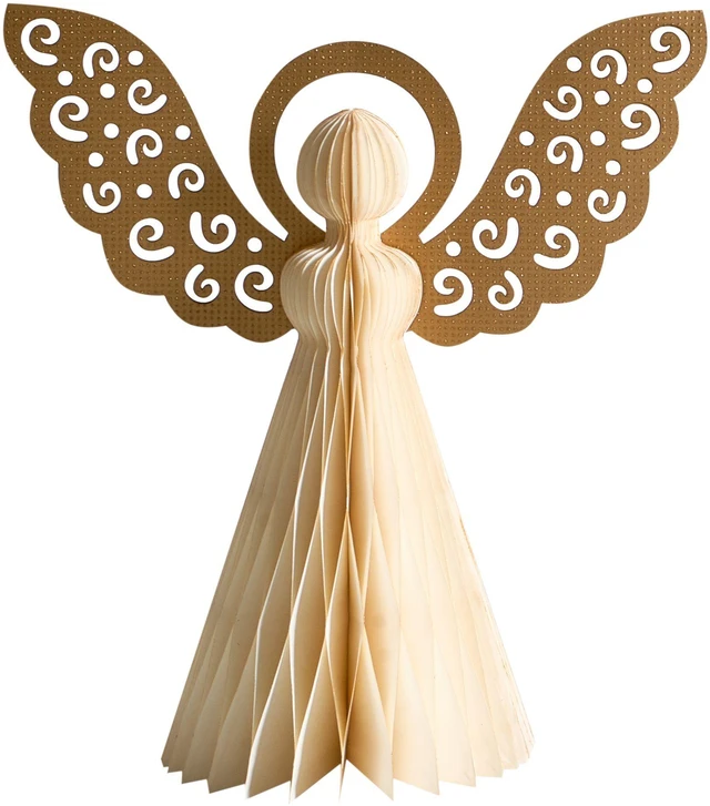 Beliani Dekoracinių figūrėlių rinkinys EIRA Angelas 24/28/33 cm smėlio spalvos