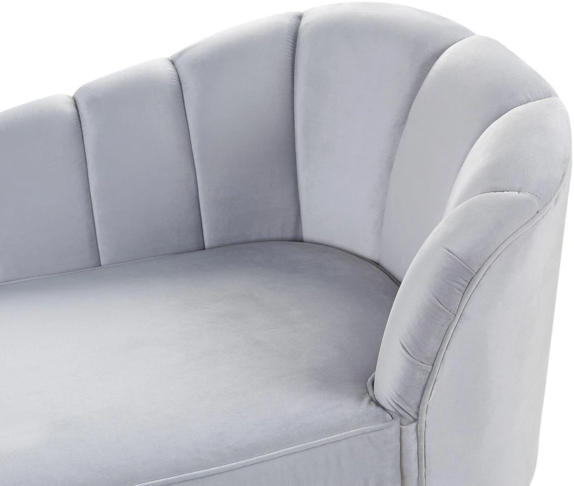 Beliani Dešininė gulto sofa ALLIER, veliūras, šviesiai pilka