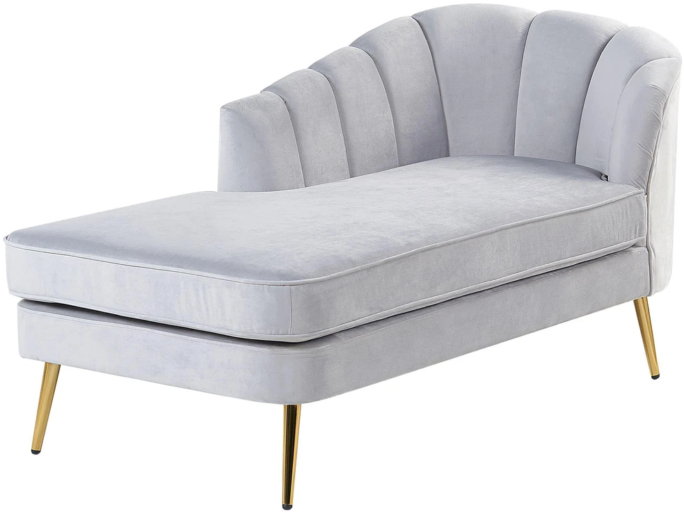 Beliani Dešininė gulto sofa ALLIER, veliūras, šviesiai pilka