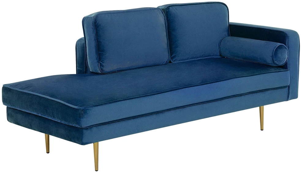 Beliani Dešininė gulto sofa MIRAMAS, veliūras, tamsiai mėlyna
