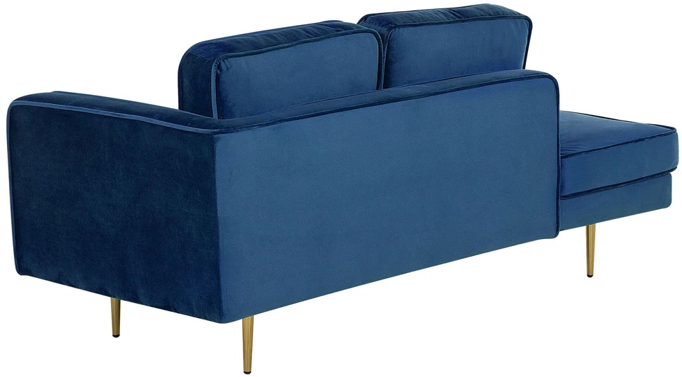 Beliani Dešininė gulto sofa MIRAMAS, veliūras, tamsiai mėlyna