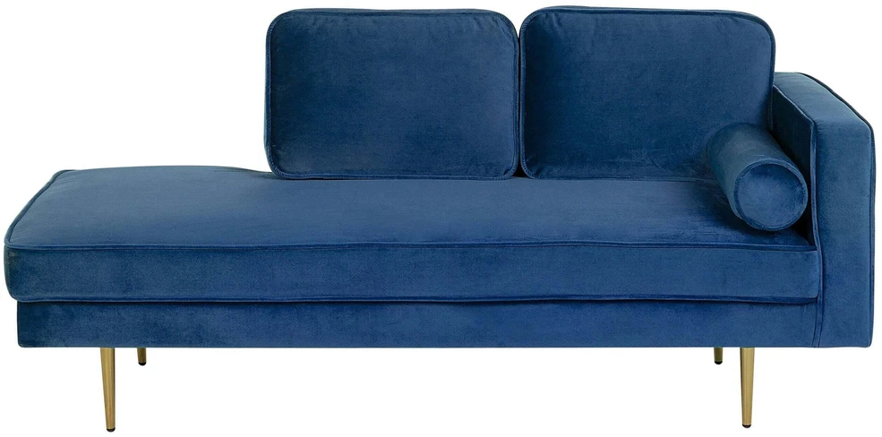 Beliani Dešininė gulto sofa MIRAMAS, veliūras, tamsiai mėlyna