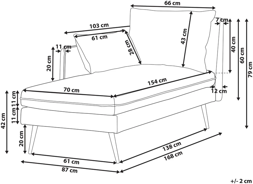 Beliani Dešininė gulto sofa YERRES smėlio spalvos