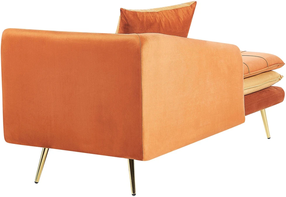 Beliani Dešininė gulto tipo sofa GONESSE, veliūras, oranžinė