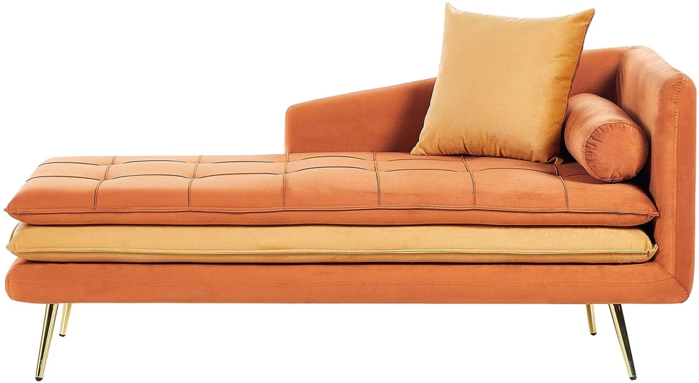 Beliani Dešininė gulto tipo sofa GONESSE, veliūras, oranžinė