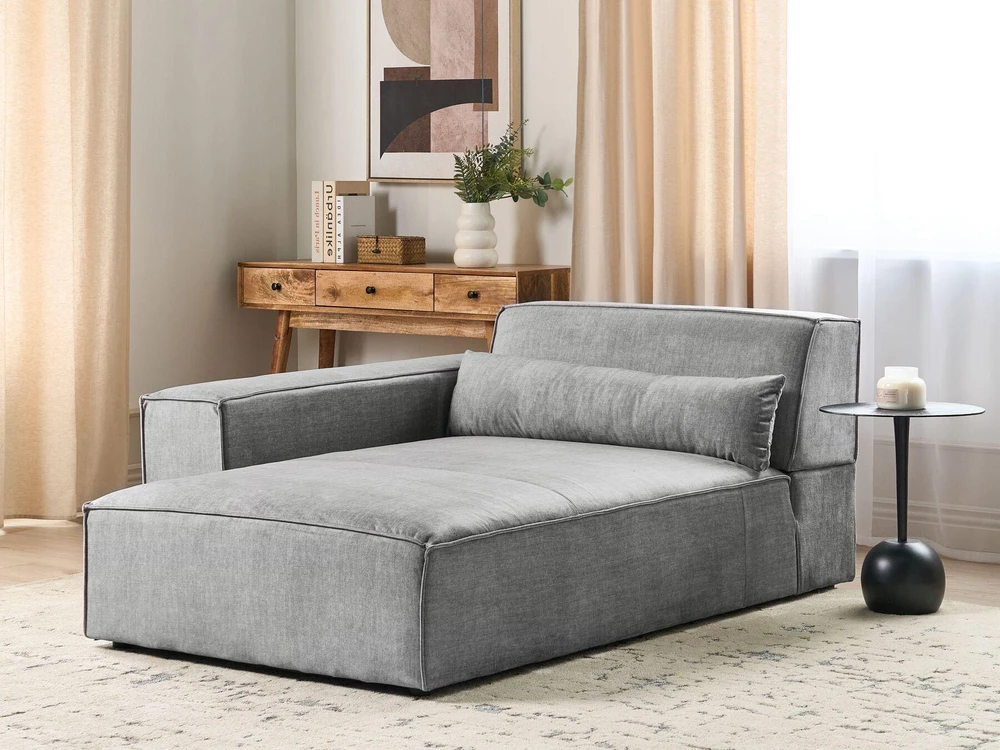 Beliani Dešininė šezlongo sofa HELLNAR, pilka